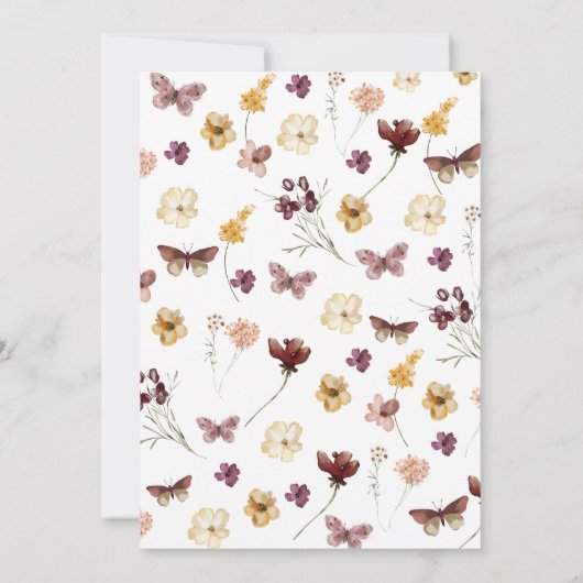 ボホパステルワイルドフラワーテーマモダンベビーシャワー 招待状 (裏面)