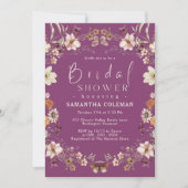 ボホパステルワイルドフラワーベリーパープルブライダルシャワー 招待状 (正面)