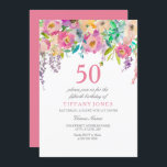 ボホパステル水彩花50th誕生日パーティー 招待状<br><div class="desc">Boho Pastel水彩花50th誕生日パーティー招待美しいフローラ水彩色エレガントデザイン完全にカスタマイズパーソナライズされた/</div>