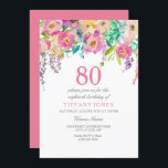 ボホパステル水彩花80th誕生日パーティー 招待状<br><div class="desc">Boho Pastel水彩花80th誕生日パーティー招待美しいフローラ水彩色エレガントデザイン完全にカスタマイズパーソナライズされた/</div>