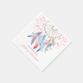 ボホパステル羽毛夢捕手ガールベイビーシャワー スタンダードカクテルナプキン (角)