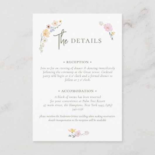 ボホパステル花エレガント書道結婚のE エンクロージャーカード (正面)