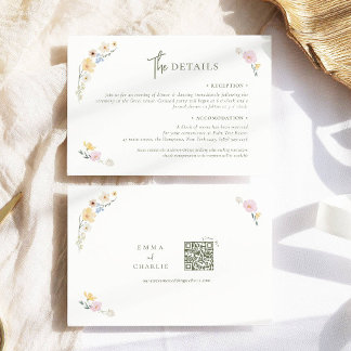 ボホパステル花エレガント書道結婚ズ エンクロージャーカード