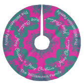 ボホパターカラフルンピンクグリーントレンディークリスマス ブラッシュドポリエステルツリースカート (正面)