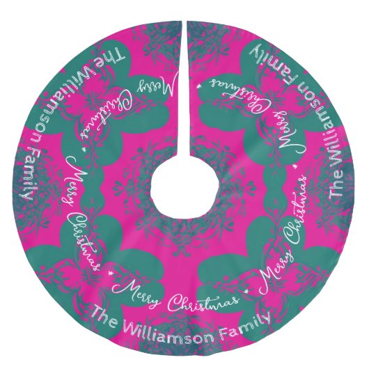 ボホパターカラフルンピンクグリーントレンディークリスマス ブラッシュドポリエステルツリースカート (正面)