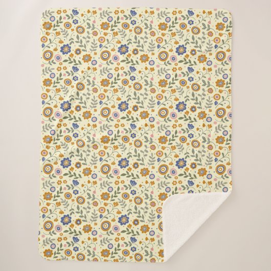 ボホパターン01.w黄色BG シェルパブランケット (正面)