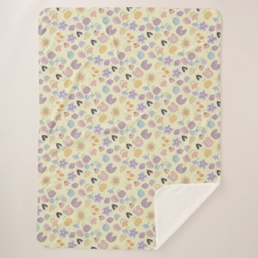 ボホパターン02.wイエローBG シェルパブランケット (正面)