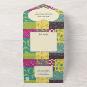 ボホパッチワークキルトとハート結婚形状 オールインワン招待状 (外側)