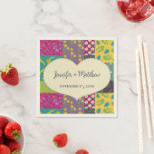 ボホパッチワークキルトとハート結婚形状 スタンダードカクテルナプキン (インサイチュ)