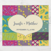 ボホパッチワークキルトとハート結婚形状 スパークリングワインラベル (シングルラベル)