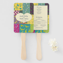 ボホパッチワークキルトマクシマリスト結婚式 プログラム ハンドファン