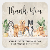 ボホパピードッグズペットシッター犬トリマーありがとう スクエアシール (正面)
