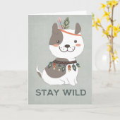 ボホパピードッグ – ステイワイルドグリーティングカード カード (黄色い花)