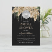 ボホパマスグラスディスコボールブラックブライダルシャワー 招待状 (スタンド正面)