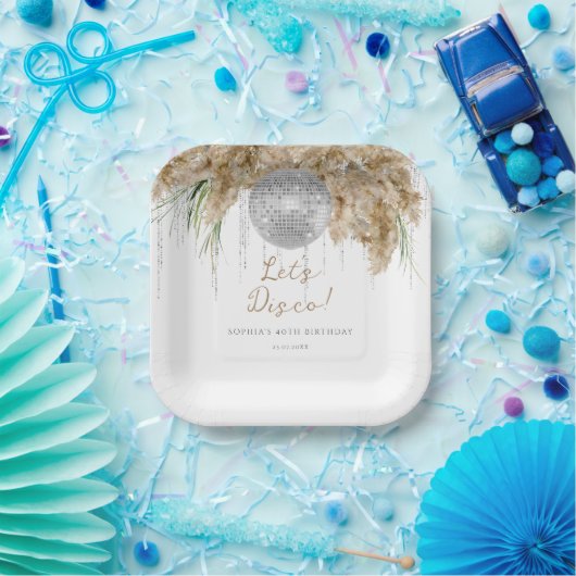 ボホパマスグラスディスコボール誕生日パーティー ペーパープレート (パーティー)