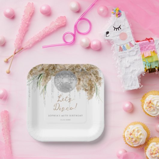 ボホパマスグラスディスコボール誕生日パーティー ペーパープレート (パーティー)