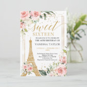 ボホパリエッフェル赤面フローラグリーンリー金ゴールド16th 招待状 (スタンド正面)