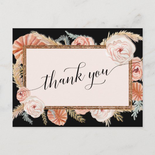 ボホパンパエレガントスフローラブラックトロピカルパーム ポストカード (正面)