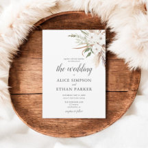 ボホパンパグラスホワイトフラワーズ結婚式招待状