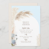 ボホパンパスアイスブルーブライダルシャワー 招待状 (正面/裏面)