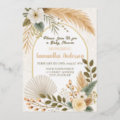 ボホパンパスアーチベイビーシャワー 箔招待状 (正面)