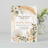 ボホパンパスアーチベイビーシャワー 箔招待状 (立ち正面)