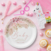 ボホパンパスオーキッズピンクニュートラルベビーシャワー ペーパープレート (パーティー)