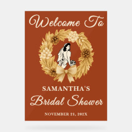 ボホパンパスオータムブライダルシャワーウェルカム アクリルサイン