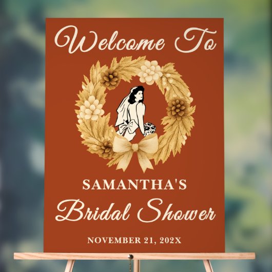 ボホパンパスオータムブライダルシャワーウェルカム アクリルサイン (ニュートラル)