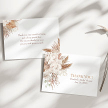 ボホパンパスガーデンブライダルシャワーサンキューカード