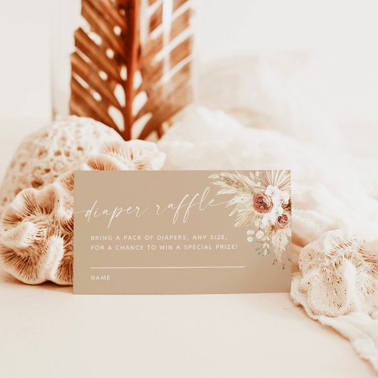 ボホパンパスグラスおむつラッフルカード エンクロージャーカード