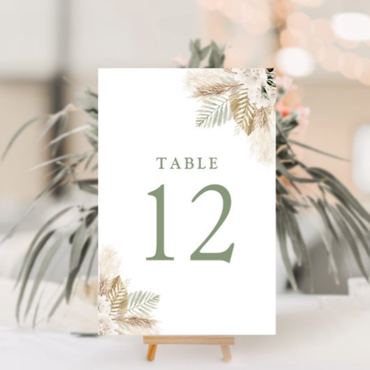 ボホパンパスグラスとセージ緑 テーブルナンバー