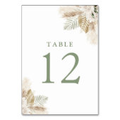 ボホパンパスグラスとセージ緑 テーブルナンバー (正面)