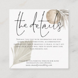 ボホパンパスグラスのウェディング詳細 エンクロージャーカード