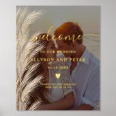 ボホパンパスグラスの水彩写真の歓迎結婚の 箔ポスター (正面)