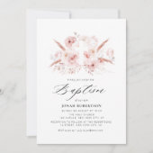 ボホパンパスグラスほこりっぽいバラフローラクロスバプテスマ 招待状 (正面)