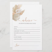 ボホパンパスグラスアドバイスのための花嫁カード (正面/裏面)