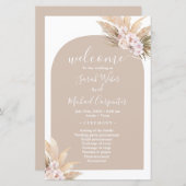 ボホパンパスグラスアーチウェディングプログラム (正面/裏面)