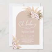 ボホパンパスグラスアーチベイビーシャワーツインガールズ 招待状 (正面)