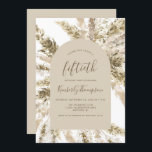 ボホパンパスグラスアーチ50th誕生日パーティー 招待状<br><div class="desc">このボホ50歳の誕生日の招待デザインは、ベージュとブラウンの色合いの水色のパンパスグラスで囲まれたベージュのアーチの形を特徴としている。名誉のゲストの名前で招待をパーソナライズし、茶色の文字でパーティー詳細。裏面はベージュ無地のの色合い。</div>