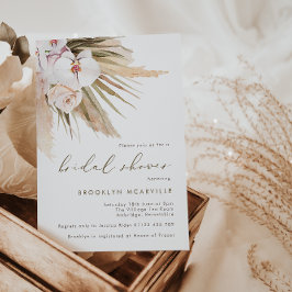 ボホパンパスグラスウォーターカラーフローラブライダルシャワー 招待状