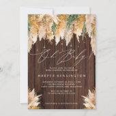 ボホパンパスグラスウッドトゥインクルライツベビーシャワー 招待状 (正面)