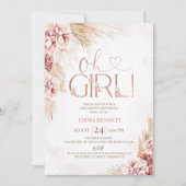 ボホパンパスグラスオーガールベビーシャワー招待状 招待状 (正面)