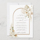 ボホパンパスグラスオーキッド結婚フローラ 招待状 (正面)