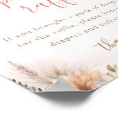 ボホパンパスグラスガールベビーシャワーおむつラッフル ポスター (角)