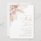 ボホパンパスグラスガールベビーシャワー招待状 招待状 (正面)