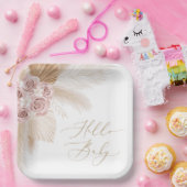 ボホパンパスグラスガールベビーシャワー ペーパープレート (パーティー)