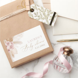 ボホパンパスグラスガールベビーシャワー 長方形シール