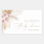 ボホパンパスグラスガールベビーシャワー 長方形シール (正面)