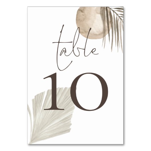 ボホパンパスグラスクリーム結婚ズ テーブルナンバー (正面)